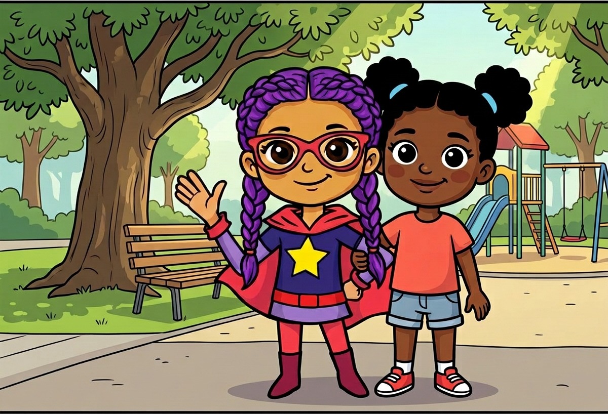 Pepina y su mejor amiga Alex abrazadas en el parque