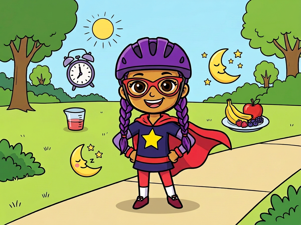 Pepina anda en bici con su casco puesto